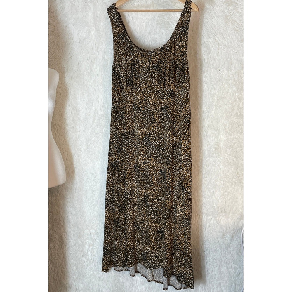 Old Navy Womens XL Cheetah Print Sleeveless Midi Sun Dress Pajama Lounge Comfort